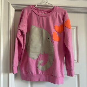 Kids Pink Elephant Sweatshirt with Orange Hearts